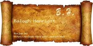 Balogh Henriett névjegykártya